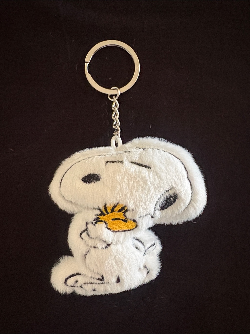 Cute Snoopy & Woodstock Plush Keychain - White & Yellow